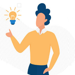 entrepreneur and a lightbulb, illustration