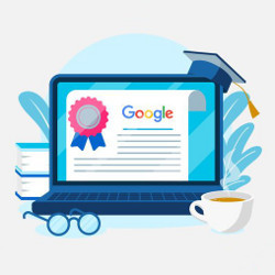 Google Career Certificate on laptop display, illustration