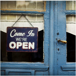 Open sign in shop window