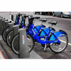 A bicycle sharing system.