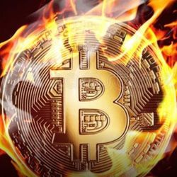 Bitcoin engulfed in flames.