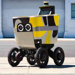 An Uber food delivery robot. 