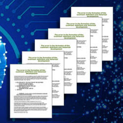 row of scientific papers