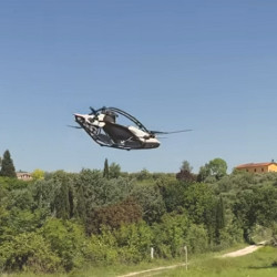 Jetson CTO Tomasz Patan piloting the company's ONE flying car