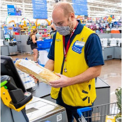 Walmart employee at store checkout