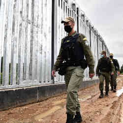 Several Greek border patrol agents on the job.`