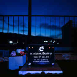 A tombstone in South Korea marks the final days of Internet Explorer. 