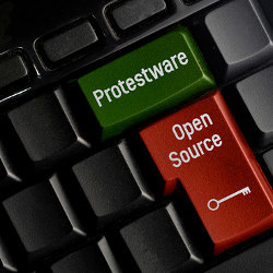 'Protestware' and 'Open Source' on keyboard keys