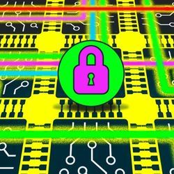 An illustration shows a circuit board with a lock on top of to denote security.