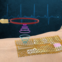 flexible device senses and wirelessly transmits signals without chips or batteries, illustration
