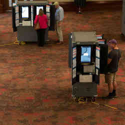 Voters casting ballots in Georgia's primary elections in May 2022.