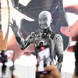 A humanoid robot at the Consumer Electronics Show in January in Las Vegas. 