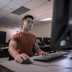 student at computer