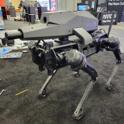 Ghost Robotics SPUR-3 robot with mounted unmanned rifle