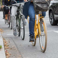 three bicycles on a street