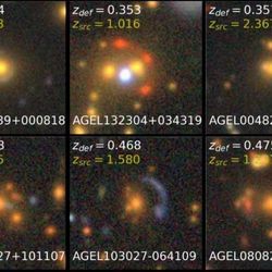 A selection of gravitational lenses identified by a machine-learning algorithm.