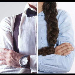 male and female in business attire