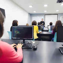 A computer science classroom.