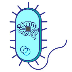 conceptual illustration showing bacterial cells as artificial neural circuits