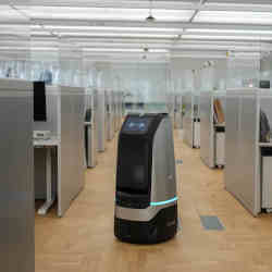 A robot making a delivery at the offices of internet company Naver on the outskirts of Seoul.