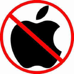 A 'no Apple' sign. 