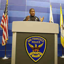 San Francisco Police Chief Bill Scott answers questions during a news conference.