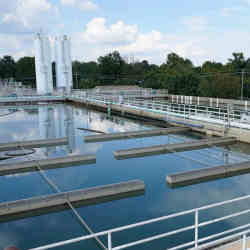 Sedimentation basins at the O.B. Curtis water treatment facility in Ridgeland, MS.