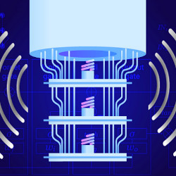 sound waves on both sides of a quantum computer, illustration