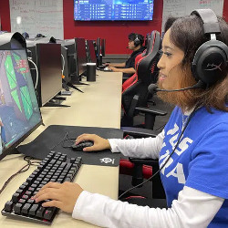 student at DePaul University's Esports Gaming Center