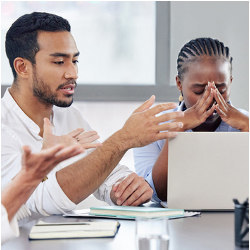 stressed worker and colleague