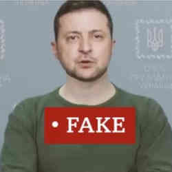 This deepfake video of Ukrainian president Volodymr Zelensky appeared on the hacked website of Ukrainian TV network Ukrayina 24 last year.