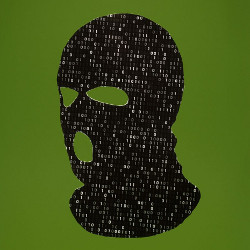 winter face mask covered with binary data, illustration