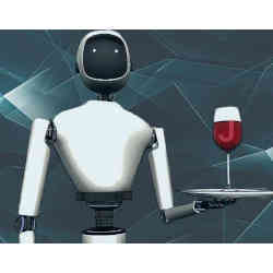 Illustration of a robot serving a drink.