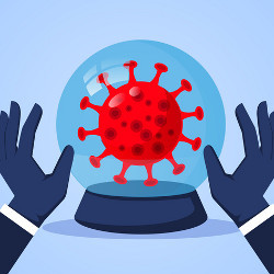 coronavirus crystal ball, illustration