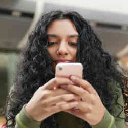 A young woman using social media.