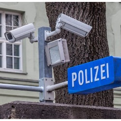 Surveillance cameras at a German police station. 