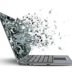 shattering screen of a laptop computer