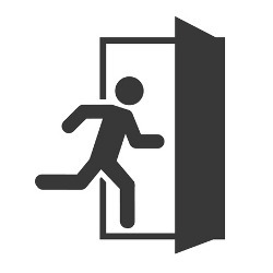 figure going through a door, illustration