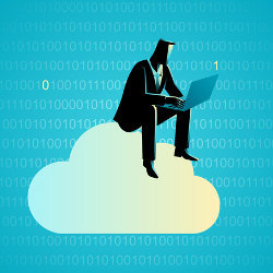 gig professional sitting on a cloud, illustraton