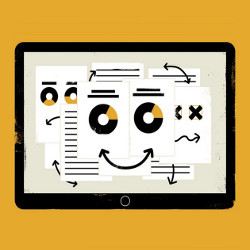 graphs on a computer display look like a happy face, illustration