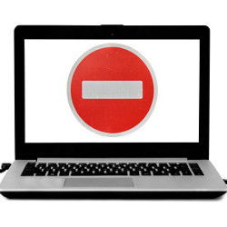 computer displays 'no entry' sign