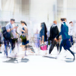 blur of walking people in London