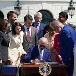 President Biden signing the Chips Act last year. 