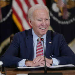 President Joe Biden speaks during a meeting with the President's Council of Advisors on Science and Technology.