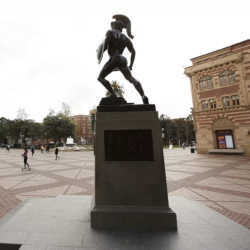 The Tommy Trojan statue at the heart of the USC campus.