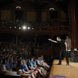 instructor David J. Malan at a CS50 lecture in 2016