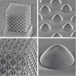 Three-dimensionally printed glass micro- and nanostructures.
