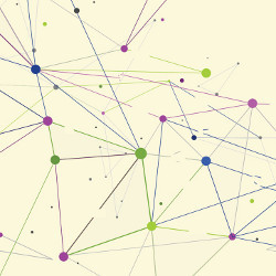 line-connected colored dots, illustration