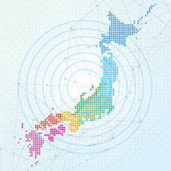 map of Japan on concentric rings, illustration