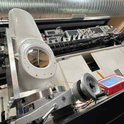 A terminal device to deliver Internet service using mirrors and lasers, seen in a lab in Mountain View, California, 